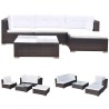 Salon de jardin 5 pcs avec coussins résine tressée marron 641130641130