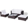 Salon de jardin 5 pcs avec coussins résine tressée marron 641130641130