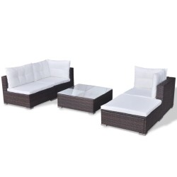 Salon de jardin 5 pcs avec coussins résine tressée marron 641130641130