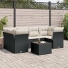 Salon de jardin 7 pcs avec coussins noir résine tressée 641134641134