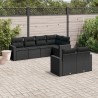 Salon de jardin 7 pcs avec coussins noir résine tressée 641140641140