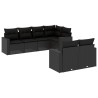 Salon de jardin 7 pcs avec coussins noir résine tressée 641140641140