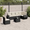 Salon de jardin 7 pcs avec coussins noir résine tressée 641143641143