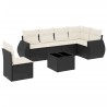 Salon de jardin 7 pcs avec coussins noir résine tressée 641143641143