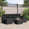 Salon de jardin 7 pcs avec coussins noir résine tressée 641151641151