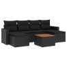 Salon de jardin 7 pcs avec coussins noir résine tressée 641151641151