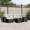Salon de jardin 7 pcs avec coussins noir résine tressée 641159641159