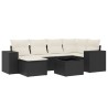 Salon de jardin 7 pcs avec coussins noir résine tressée 641159641159