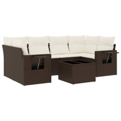 Salon de jardin avec coussins 7 pcs marron résine tressée 641175641175