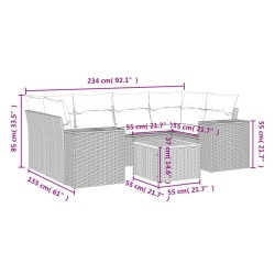 Salon de jardin 7 pcs avec coussins noir résine tressée 641176641176