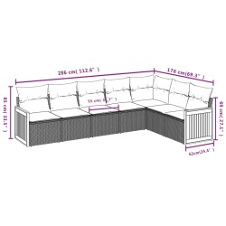 Salon de jardin 7 pcs avec coussins noir résine tressée 641178641178
