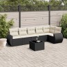 Salon de jardin 7 pcs avec coussins noir résine tressée 641182641182