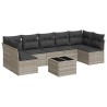 Salon de jardin 8 pcs avec coussins gris clair résine tressée 641186641186