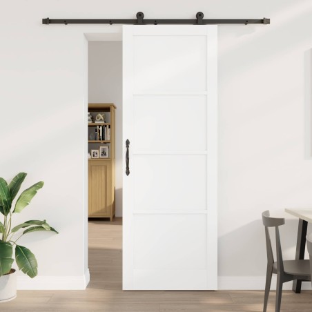 Porte coulissante Blanc et noir 83 x 232 cm Bois de pin massif 641206641206