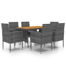 Ensemble à manger d'extérieur 7 pcs Résine tressée Gris 641209641209