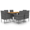 Ensemble à manger d'extérieur 7 pcs Résine tressée Gris 641209641209