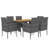 Ensemble à manger d'extérieur 7 pcs Résine tressée Gris 641209641209