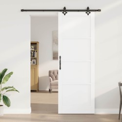 Porte coulissante Blanc et noir 83 x 232 cm Bois de pin massif 641211641211