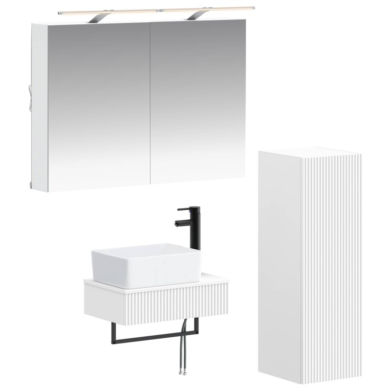 Ensemble d'armoire de salle de bain 4 pcs Blanc 641218641218