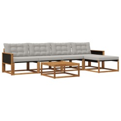 Ensemble de canapés d'extérieur 6 pcs Naturel et gris clair 641224641224