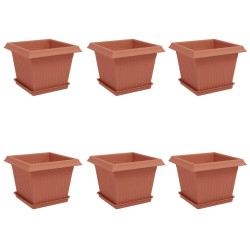 Pots de plantes 6 pcs Rouge brique 23 x 23 x 17,5 cm Plastique 641239641239