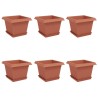 Pots de plantes 6 pcs Rouge brique 23 x 23 x 17,5 cm Plastique 641239641239