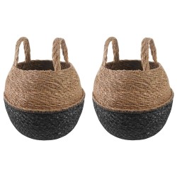 Pot de plante avec poignées 2 pcs Noir Ø 22 x 20 cm 641240641240
