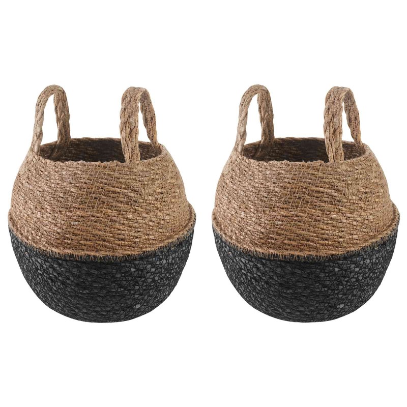 Pot de plante avec poignées 2 pcs Noir Ø 22 x 20 cm 641240641240