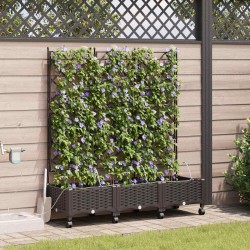 Porte-plante de jardin avec irrigation et roues 3 pc Marron PP 641243641243
