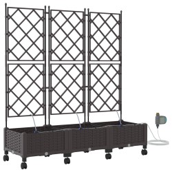 Porte-plante de jardin avec irrigation et roues 3 pc Marron PP 641243641243