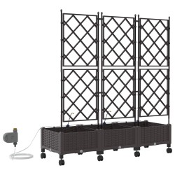 Porte-plante de jardin avec irrigation et roues 3 pc Marron PP 641243641243