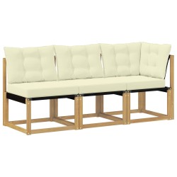 Canapé d’extérieur milieu et coin avec coussin 3 Pièce Blanc 641244641244