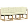 Canapé d’extérieur milieu et coin avec coussin 3 Pièce Blanc 641244641244