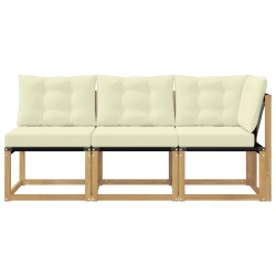 Canapé d’extérieur milieu et coin avec coussin 3 Pièce Blanc 641244641244
