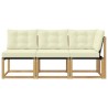Canapé d’extérieur milieu et coin avec coussin 3 Pièce Blanc 641244641244