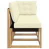 Canapé d’extérieur milieu et coin avec coussin 3 Pièce Blanc 641244641244
