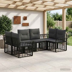 Ensemble de canapés d'extérieur 6 pcs Noir et Gris foncé 641248641248