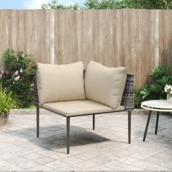 Canapé d'angle de jardin avec coussins gris résine tressée 641250641250