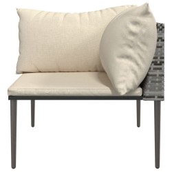 Canapé d'angle de jardin avec coussins gris résine tressée 641250641250
