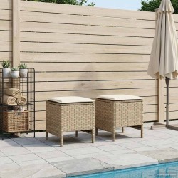 Pouf de Jardin 2 Pièce Beige et crème 38 x 38 x 45 cm Rotin PE 641252641252