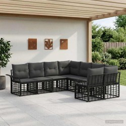 Ensemble de canapés d'extérieur 8 pcs Noir et Gris foncé 641256641256