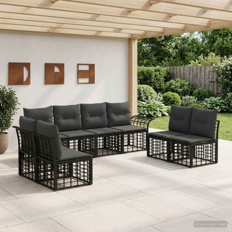 Ensemble de canapés d'extérieur 8 pcs Noir et Gris foncé 641263641263