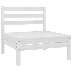 Salon de jardin 9 pcs Blanc Bois de pin massif 641264641264