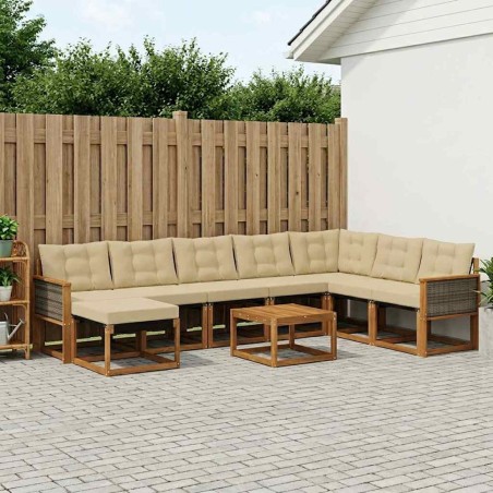 Ensemble de canapés d'extérieur 9 pcs Naturel et Beige 641266641266