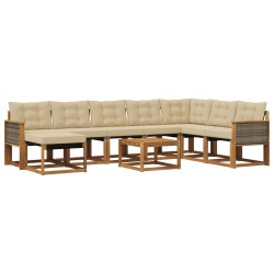Ensemble de canapés d'extérieur 9 pcs Naturel et Beige 641266641266