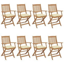 Chaises pliables de jardin lot de 8 avec coussins Bois d'acacia 641269641269