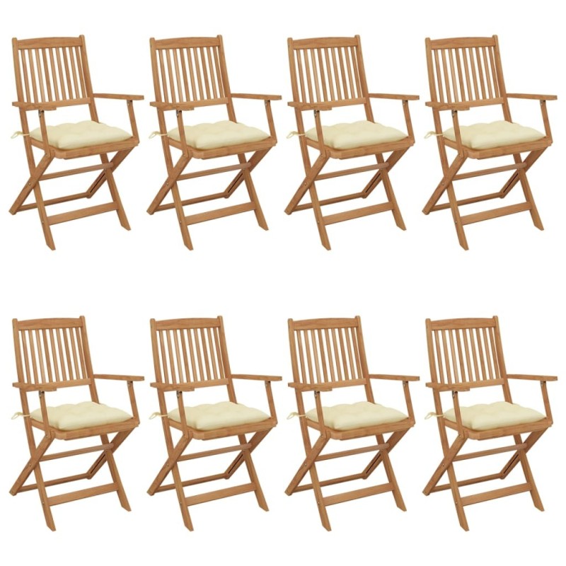 Chaises pliables de jardin lot de 8 avec coussins Bois d'acacia 641269641269