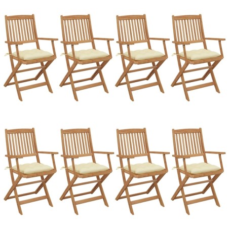 Chaises pliables de jardin lot de 8 avec coussins Bois d'acacia 641269641269