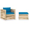 Salon de jardin 2 pcs avec coussins Bois imprégné de vert 641270641270