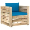 Salon de jardin 2 pcs avec coussins Bois imprégné de vert 641270641270
